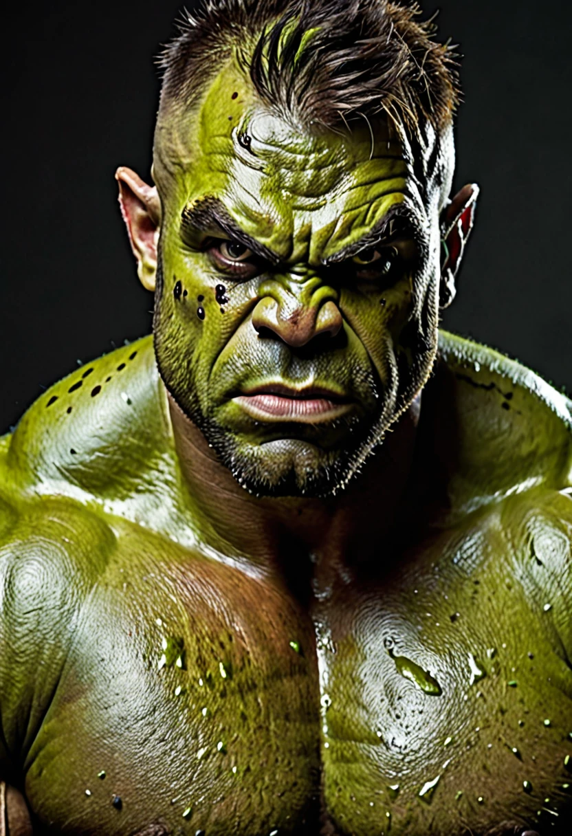 Very muscular bad man with a cut scar on his eye.and ogre appearance