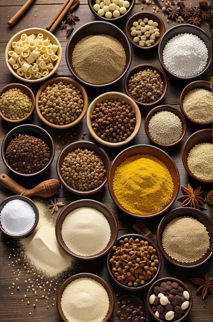Pastas, spices , chocolates 