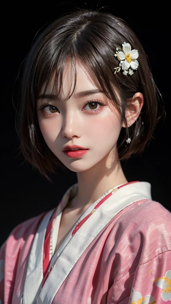 (Highest quality, masterpiece:1.3), shape, ((Beautifully detailed face)), beautifully detailed skin, Intricate details, Very detailed, Best image quality in 8K,(18 year old high school girl:kimono),A Japanese girl,*********,(Detailed Hair,Bobcut:1.4),Detailed lips,Open your mouth,(The whole body is shown),blush,Embarrassing,Realistic Face,Realistic Skin,(Vibrant Skin),Vivid lips,Lip gloss