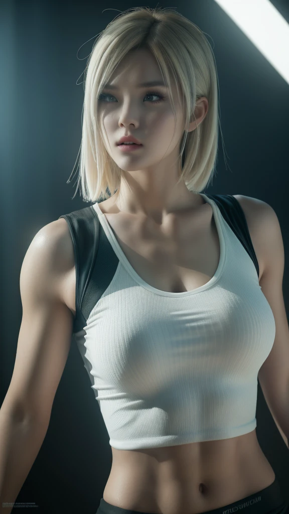 1 girl, портрет выстрела re4ashley, Sports, black , White shirt, Class, volumetric lighting, Best quality, masterpiece, complex parts, tone mapping, sharp focus, hyper detailed, trending on artstation, realistic,