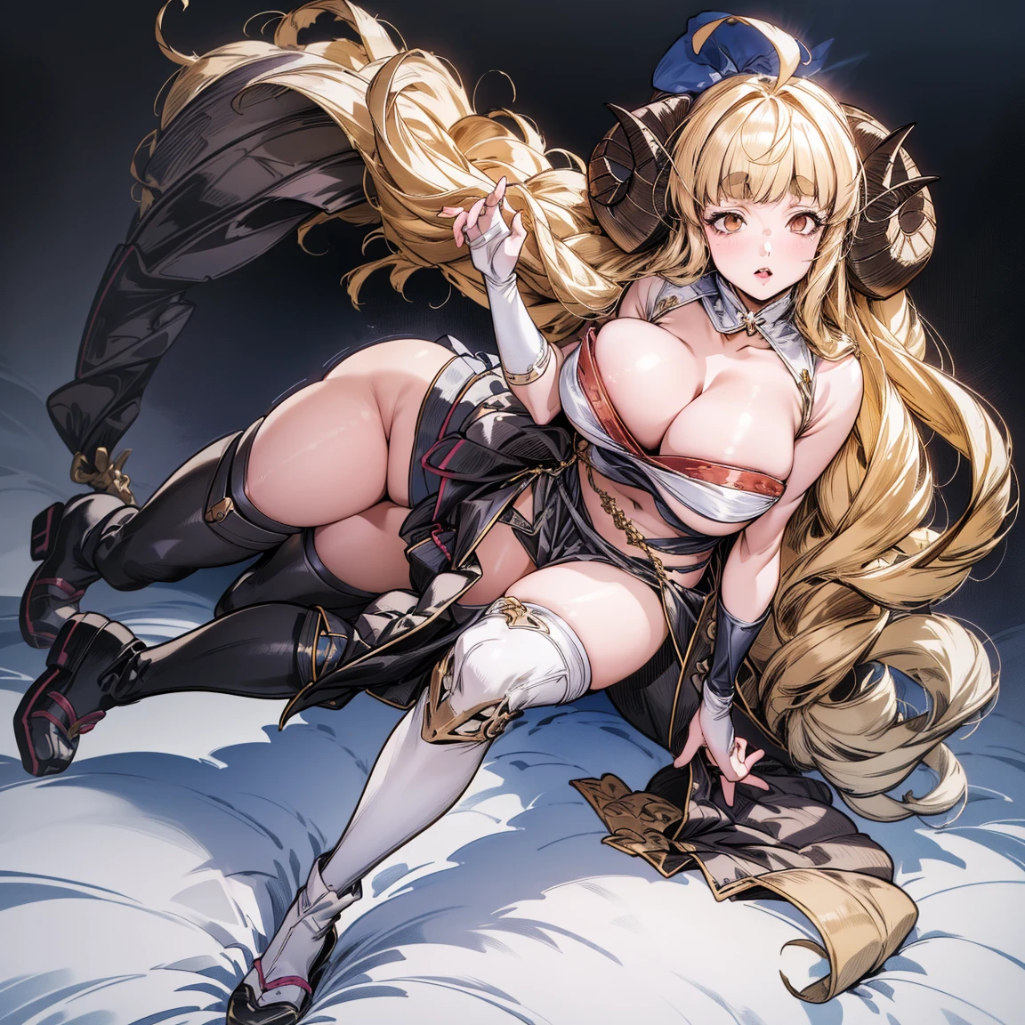 Allongée-sur-en-lit, Position Twerk, Big , topless, Matman, Really big booster piece), Big Boobs Anirl, Attractive anime girl, Ilya Kuvshinov. 4kg, [ Art numérique 4kg ]!!, Realistic 3D anime style, Cute Anime Girl, Highly detailed art gallery, tits,le Anime4hoto realistic render anime girl, Hyper-realistic anime, Style Anime. 8K, Visible navel,,Knee-high socks、Long gloves,Knee-high socks、Long gloves