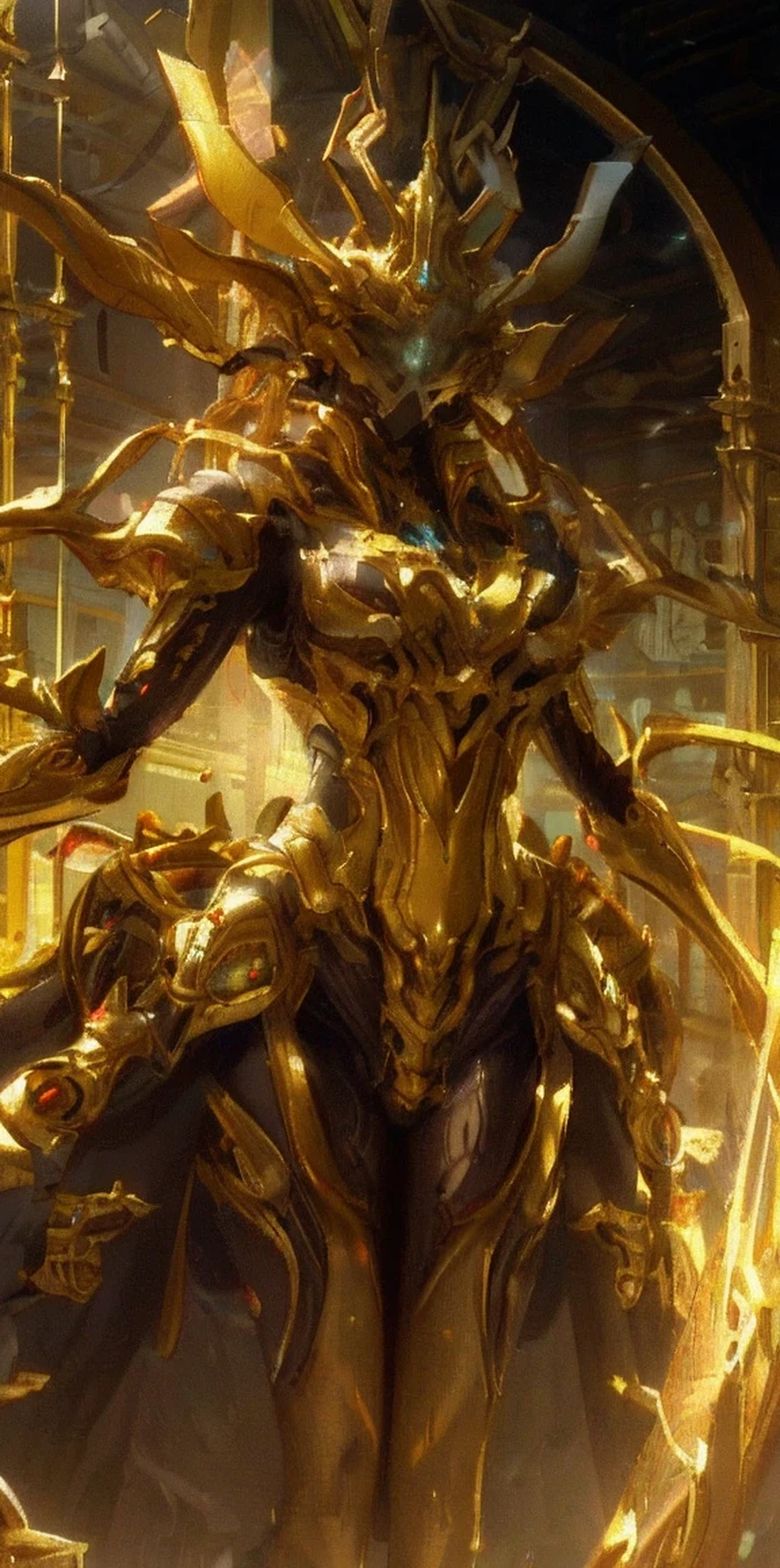 1 girl, No face, mystery, helmet, Unicorn Horn, Glowing eyes, Extreme detail, Lustrous metal, Dynamic Angle, Detailed lighting, dramatic_shadow, Rays_track, reflection,Raw, Lenses, (Clear focus:1.5), (Reality:1.2), Dusk lighting, Volumetric Lighting, Ultra-high resolution, 16K,dramatic lighting,
