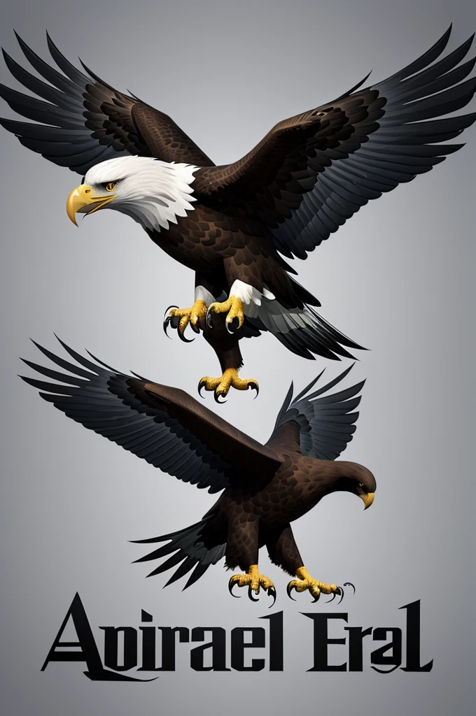 Can you create a logo with the center being an eagle with a low poly artstyle with low poly art style of an eagle   and the words "inspyral" with the colour combo of black and silver at the bottom of the logo with the font Goudy Titling Bold