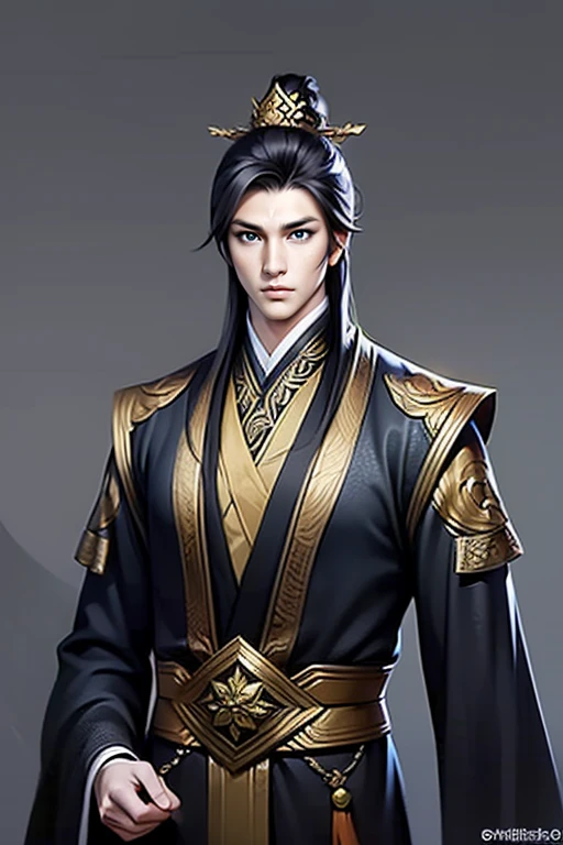 （masterpiece，super detailed，HD details，highly detailed art）1 man，Strong build，Half body，xianxia，blue，elegant，Highly detailed character designs from East Asia，Game character costume design，Simple，ultra high resolution, sharp focus, epic work, masterpiece, (Very detailed CG unified 8k wallpaper)，Handsome face，Sharp eyes，HD details