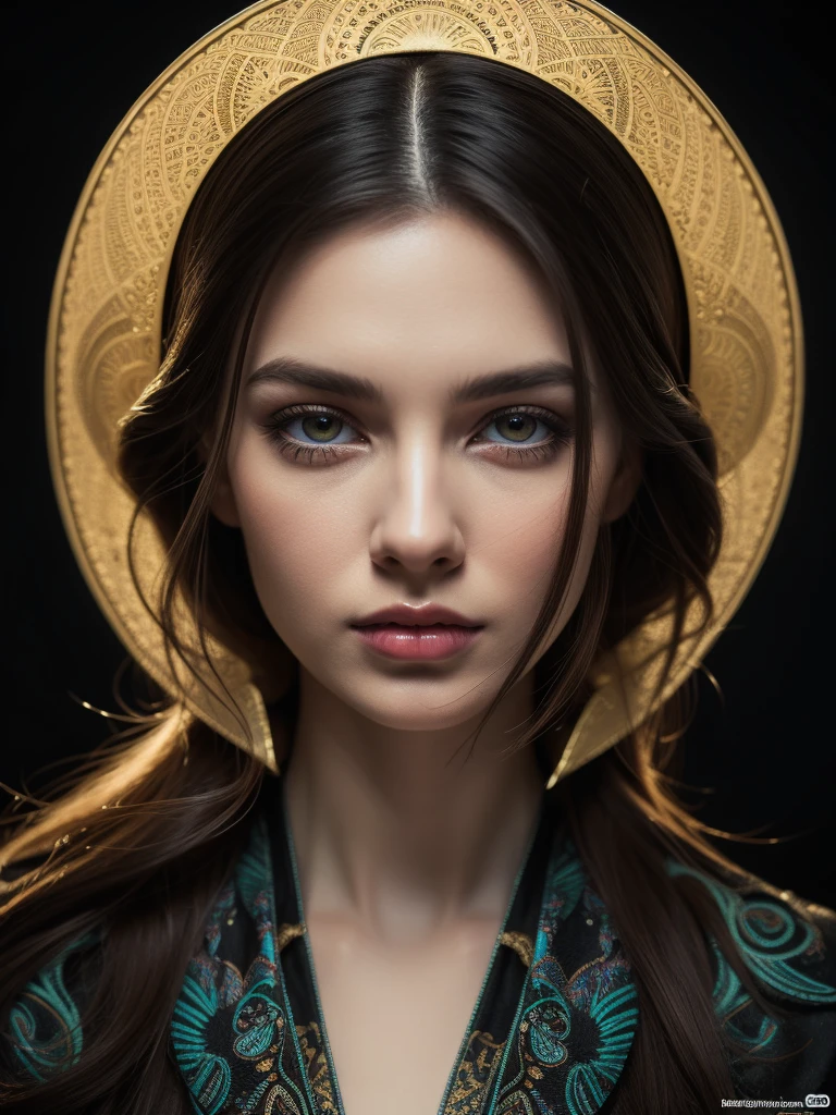 {{Photorealistic}}, Full Portrait of a scandinavian beautiful goddess, height 176 cm, perfect body ratio, slim breasts, perfect detailed face, detailed symmetric hazel eyes with circular iris, realistic, stunning realistic photograph, ultra render, intricately detailed, cinematic, trending on artstation, Isometric, Centered hipereallistic cover photo, awesome full color, hand drawn, dark, gritty, mucha, klimt, erte 12k, high definition, cinematic, neoprene, behance contest winner, portrait featured on unsplash, stylized digital art, smooth, ultra high definition, 8k, ultra sharp focus, intricate artwork masterpiece, ominous, epic, TanvirTamim, trending on artstation, by artgerm, h. r. giger and beksinski, highly detailed, vibrant, {in style of artgerm}