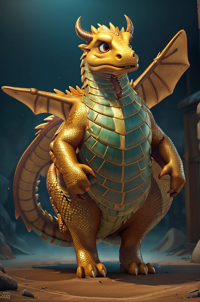 a giant golden chinese dragon, intricate scales, powerful claws, majestic horns, flowing mane, coiled body, dramatic pose, mythical creature, breathtaking detail, cinematic lighting, masterful 3D rendering, epic fantasy, vibrant golds, rich colors, dramatic shadows, ultra-detailed, 8k, photorealistic