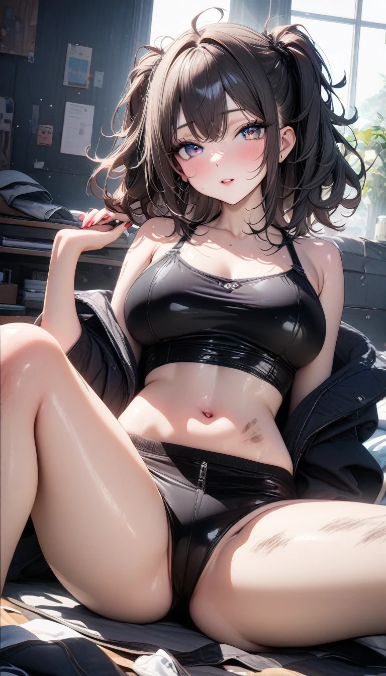 ((最high quality, 8K, masterpiece)), High resolution、(high quality: 1.5)、Very detailed、Detailed face、Bright colors、Natural light、Fine grain、Colorful eyes、Beautiful Face、非常にDetailed faceのテクスチャの女性,masterpiece, 最high quality, Detailed and beautiful eyes,最high quality、Best image quality、masterpiece、Mr.々Hairstyle,girl,Just beautiful,Messy room,Dirty room,Sloppy,Messy Hair,,最high quality、so beautiful、High resolution,((Glamorous Body)))(masterpiece:1.2)、(最high quality:1.2)、Latest Glossy Skin