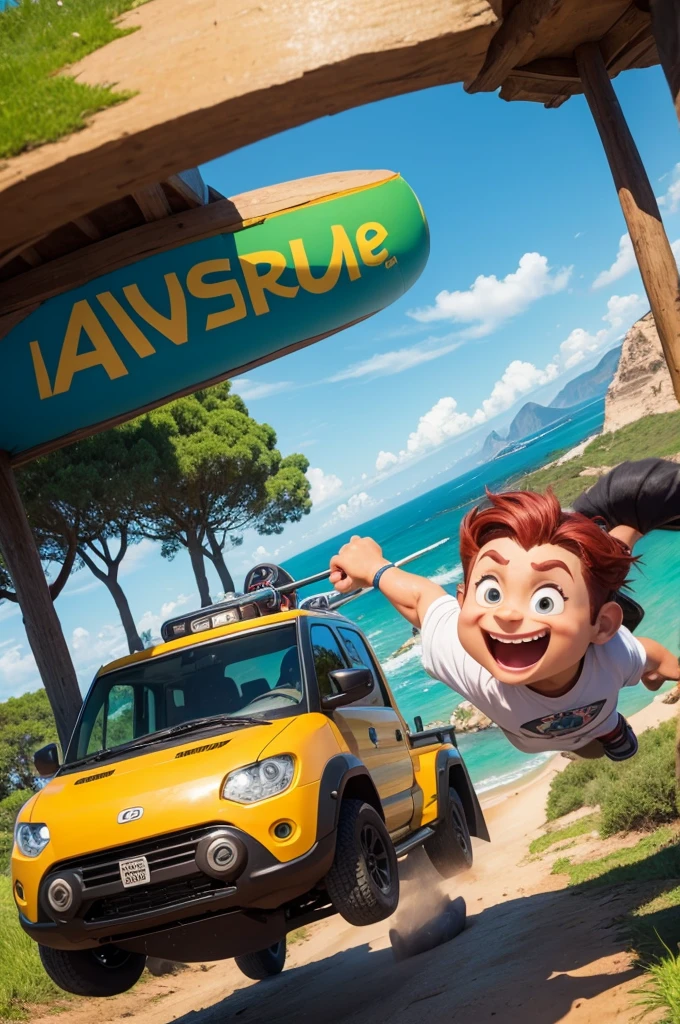 Uma logo cartoon escrito Enzo Adventure III The Worlld