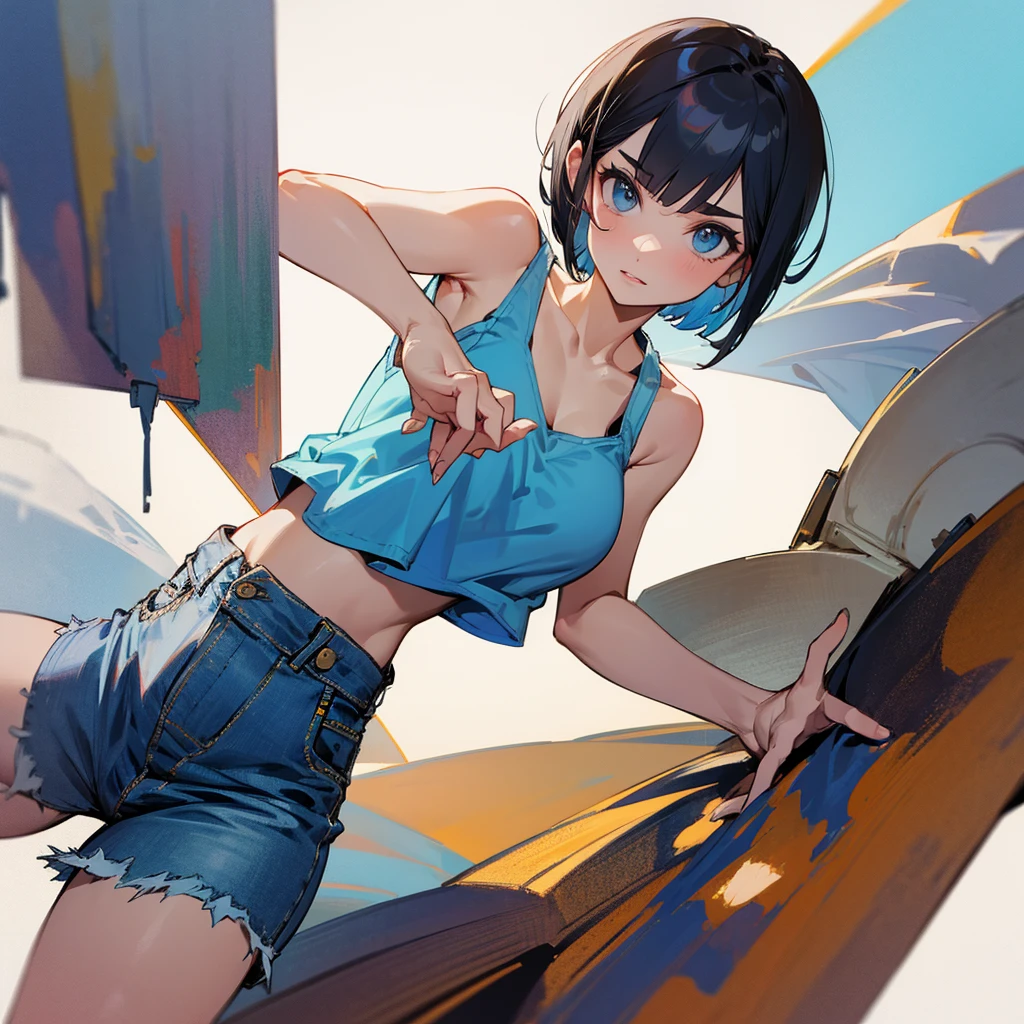high quality,Tank top,Denim skirt,Short Bob
