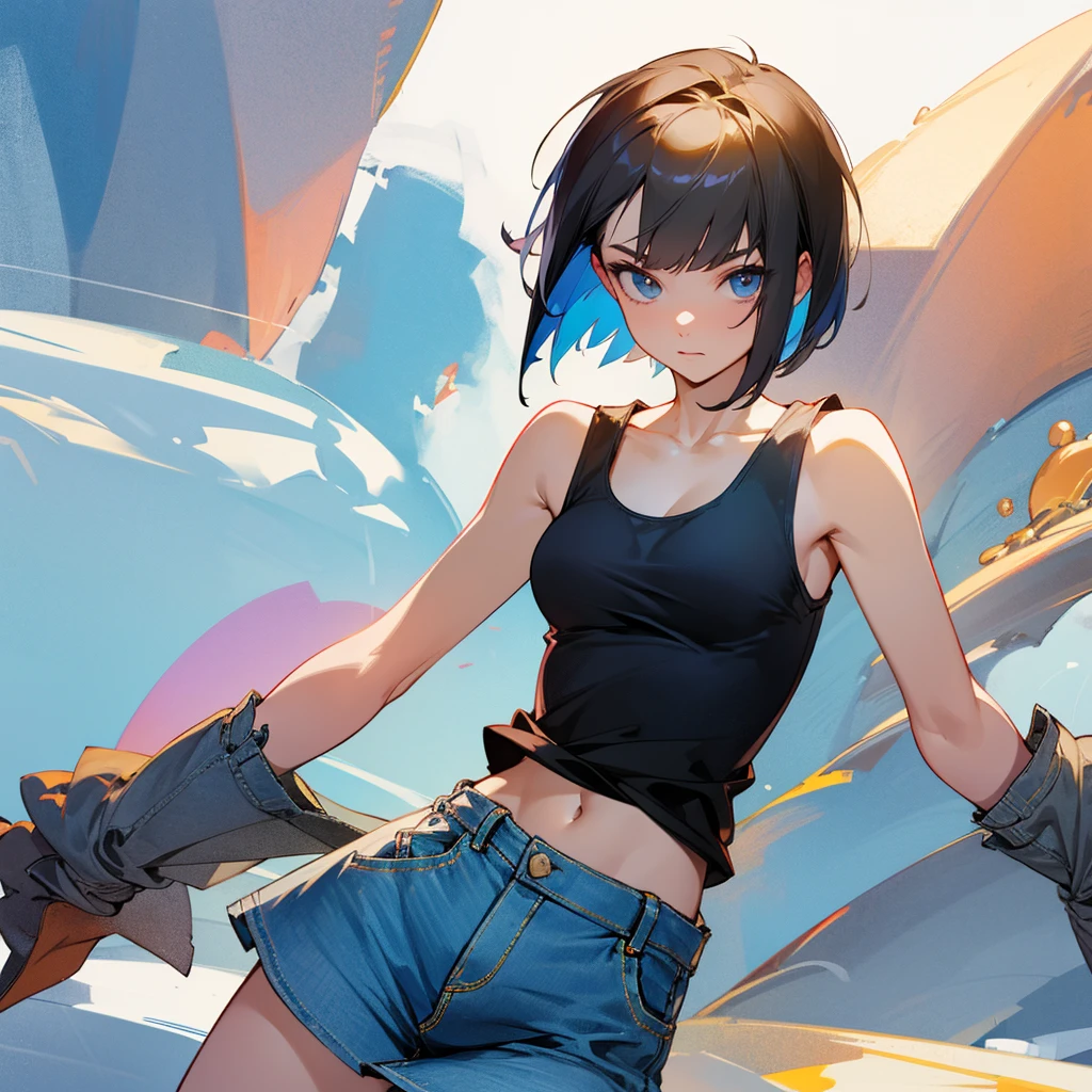 high quality,Tank top,Denim skirt,Short Bob