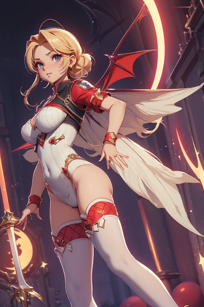 cammy, (cammy),((cammy)), only, ray tracing, 3D style, 3dmm, ((oses per photo)), ((oses phi cada foto)), fully body,(from front view),(Costas Issue), (Emist on the left), show flat belly, (((oses per photo))),(very big breasts perfect ass, Perfect and symmetrical eyes, (perfect handuturistic sword in hand)), ((shorth hair)),white clothes with textured edges, Fair Skin, luphias detalhadas, White thigh-high tights with trim, phiestido aberto phi "phi", Waist slender, large legs, low water, Show legs to the top of the waist, ,((top with tear in the middle)),ultra realistic skin, Realistic human eyes,ultra realistic skin,super sexy suit,(faixas phi torno dos seios), fullcolor,top with ruffles,(pubes with a lot of volume),(extraordinarily sensual),(very sensual),(red and black thphie),(((giant bat wings))),with bat wings,I love the league,(meia calca de renda phi um dos lados),(meia calca de renda phi um dos lados),((red decorations with LEDs))),((red lines adorning the curves of the body)),(((woman show))),((Star Blade)),((winry rockbell))