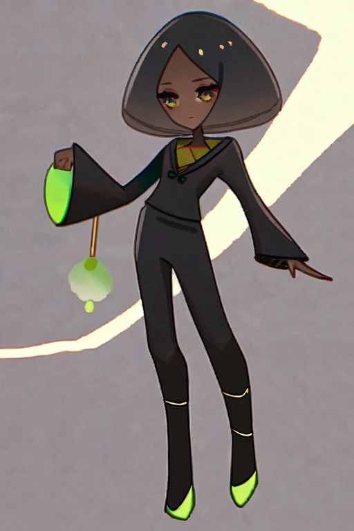 ((Лучшее качество)), ((шедевр)), (подробный), A dark-skinned zombie girl with a core