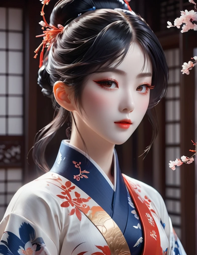 quality(8k wallpaper of extremely detailed CG unit, masterpiece, hight resolution, top-quality, top-quality real texture skin,hyper realisitic, digitial painting,increase the resolution,RAW photos,best qualtiy,highly detailed,the wallpaper),BREAK,8K, onmyoji-style art Light, full face, mixed color eyes,