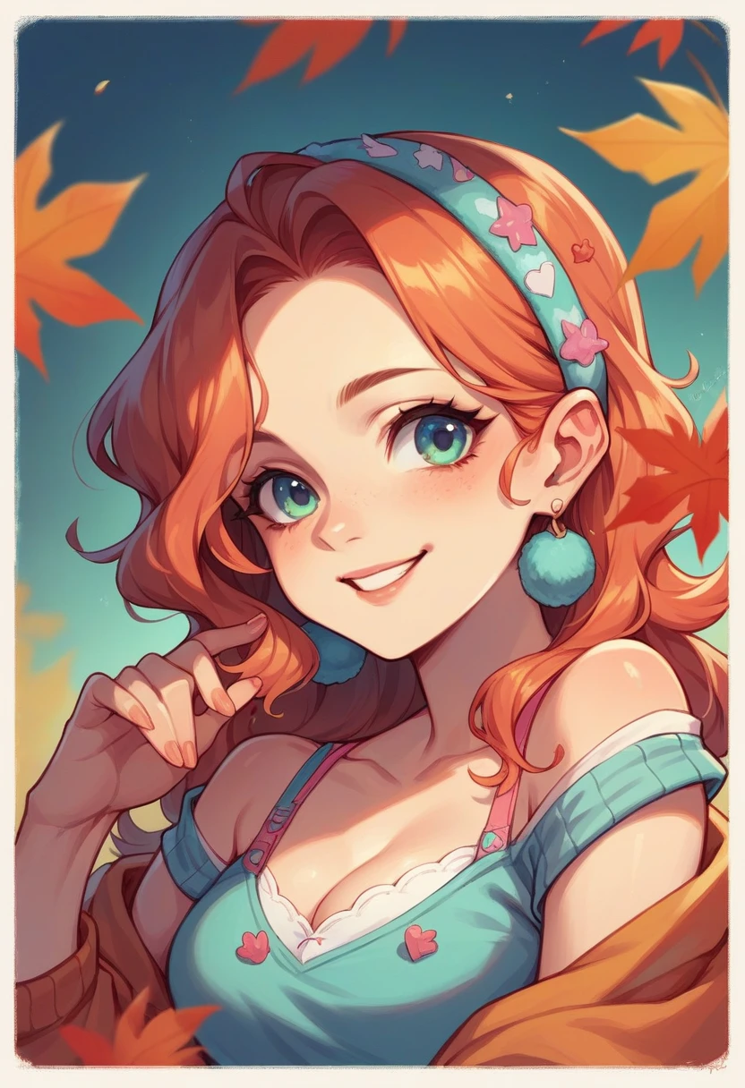 Beautiful women in a colourful cute autumn inspirated pastel clothing