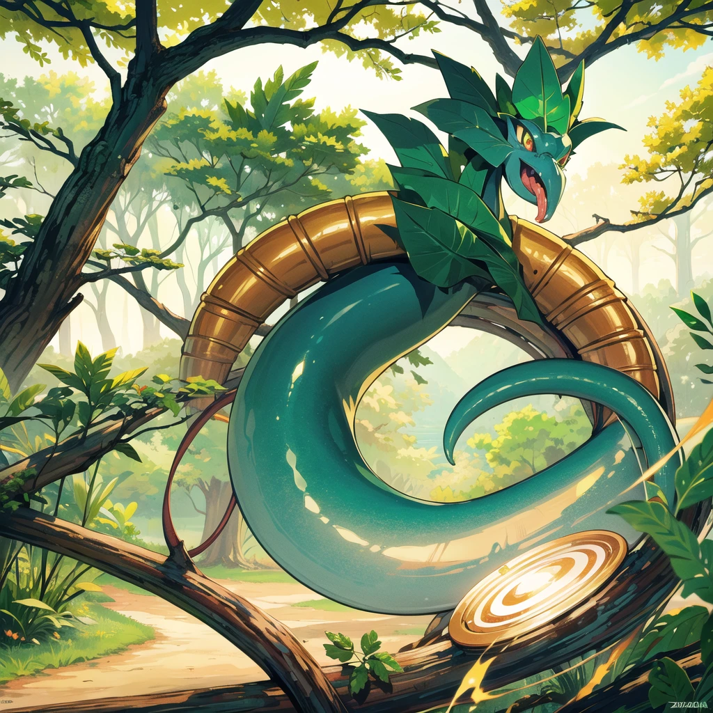 forest, Detailed Background, Night environment
(Contributor: Dzonk Punch, by Zachary911, City Cinnamon)
Destroy Serperior, reptiles, Libra, wild, White body, Green Scales, Yellow marking, Amber Eyes, Open your mouth, Long Tongue, Two-pronged tongue
