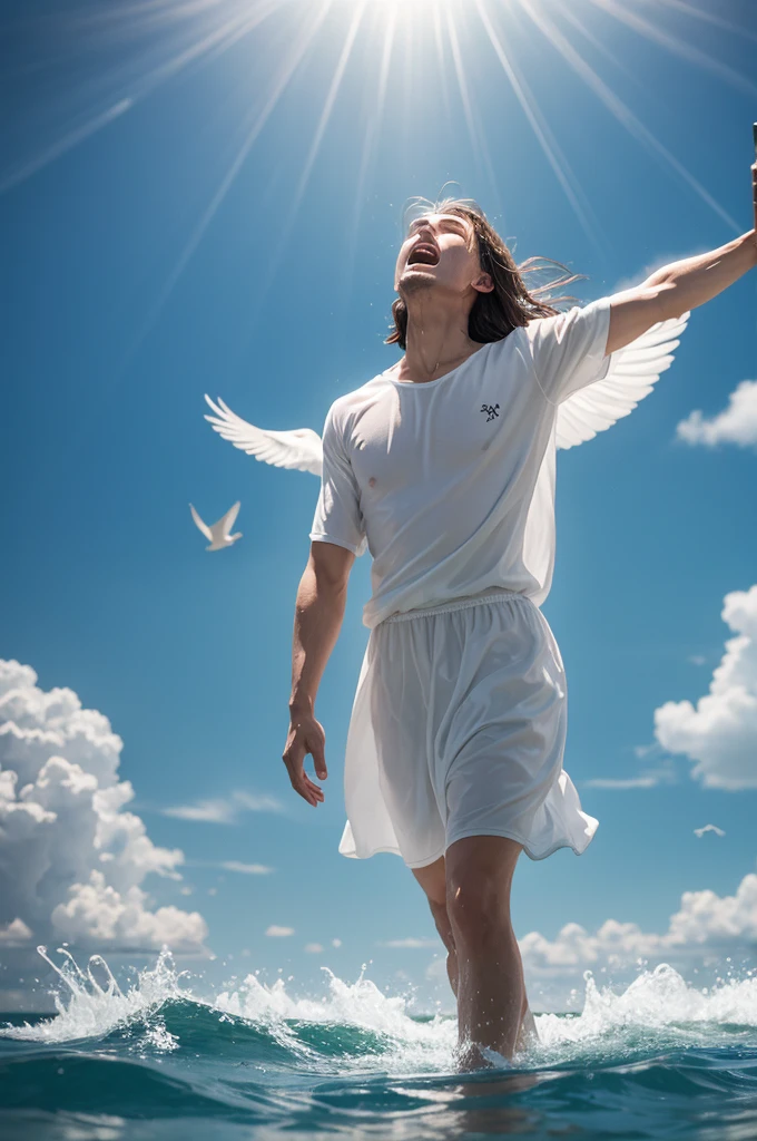 Matthew 3:16 N/A
[16] After baptism, as Jesus came out of the water, The sky opened, and he saw the Spirit of God descend like a dove and settle on him. 