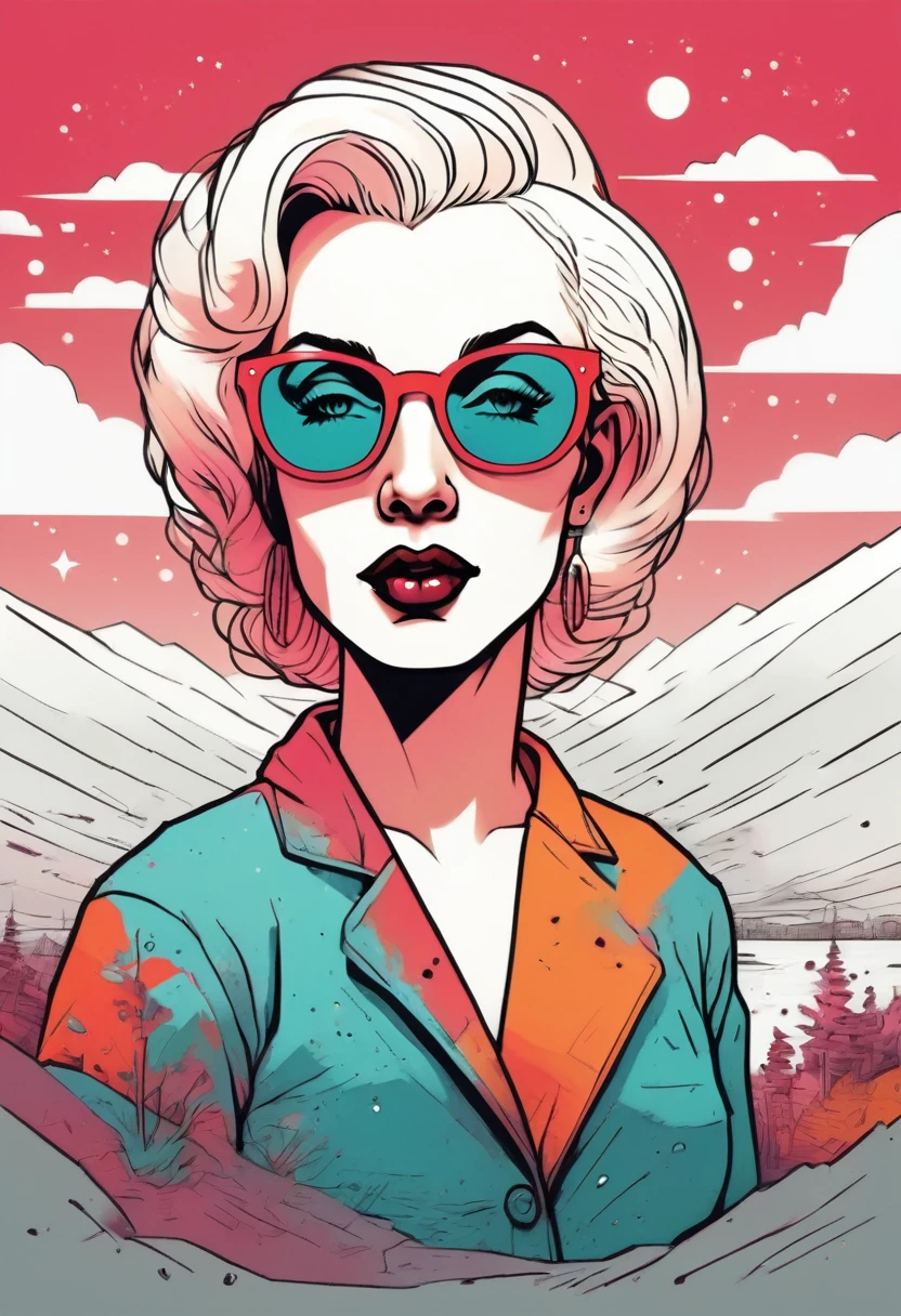 naked Marilyn Monroe, best quality,4k,8k,highres,masterpiece:1.2,ultra-detailed,realistic,photorealistic:1.37,t-shirt design,digital art by Malika Favre,elegant seal with sunglasses,shutterstock contest winner,logo art,artwork,angular,vivid colors,bokeh,illustration-style,modern,eye-catching pose,striking composition,sleek lines,contrast lighting,cool color palette,precise details,creative design,highly stylized,attention-grabbing concept,artistic vision,unique pattern,abstract elements,geometric shapes,playful interpretation,sophisticated aesthetic,crisp lines,dynamic movement,expressive strokes,fluid shapes,textured background,eye-catching typography,artistic flair