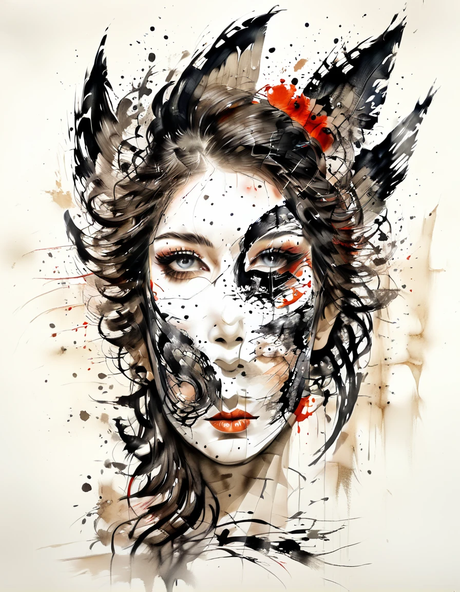 Conte Art Style, Portraiture, Beautiful detailasquerade Mask
