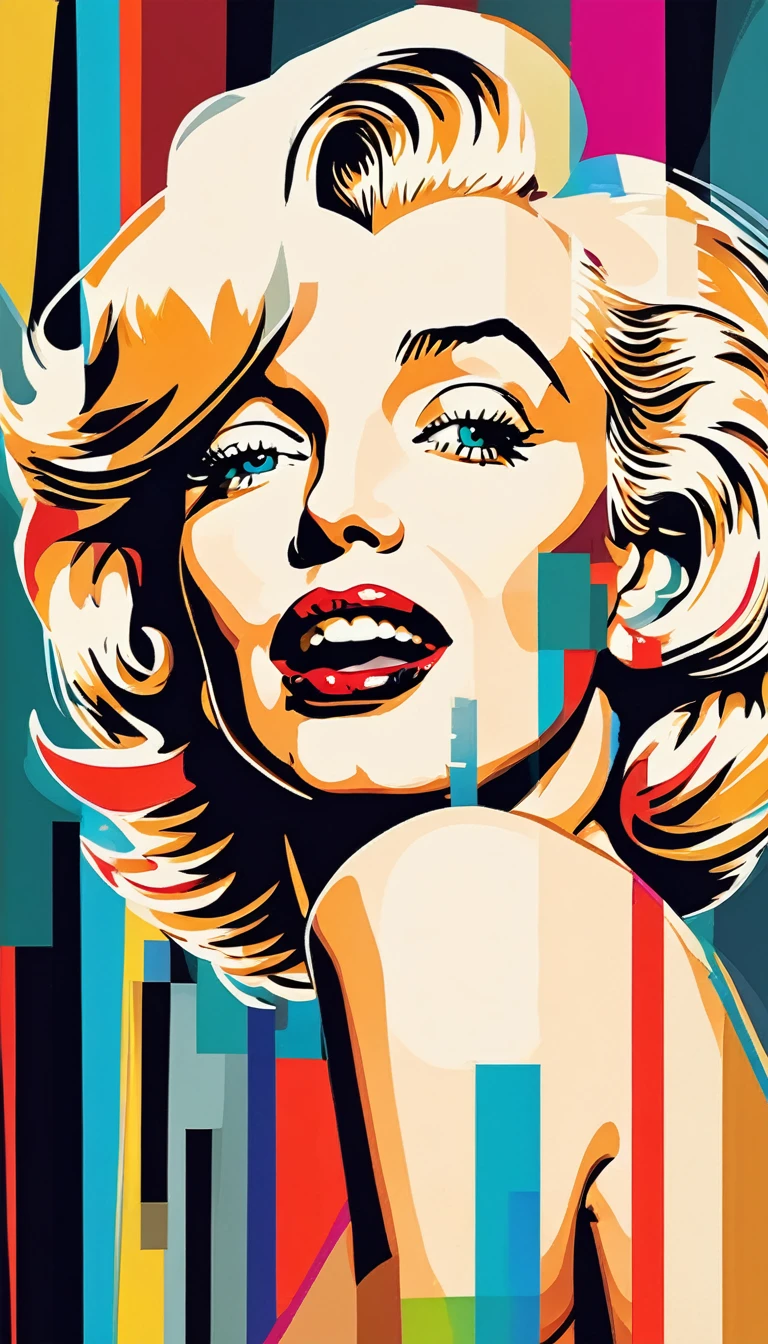 Vector Art,pop Art style abstract style ,collage, Sci-Fi Theme, collage style , mixed media, layered, textural, detailed, artistic, Cool color guide,,a perfect naked Marilyn Monroe,slim,shoulder length straight bob hair, Tracing the lines of a magical glyph, activating its hidden potential,
Ultra High Resolution, wallpaper, 8K,Rich texture details, hyper detailed, detailed background, detailed eyes,dramatic angle, epic composition,professional lighting,
SimplepositiveXLv1 . non-representational, colors and shapes, expression of feelings, imaginative, highly detailed . bright colors, bold outlines, popular culture themes, ironic or kitsch