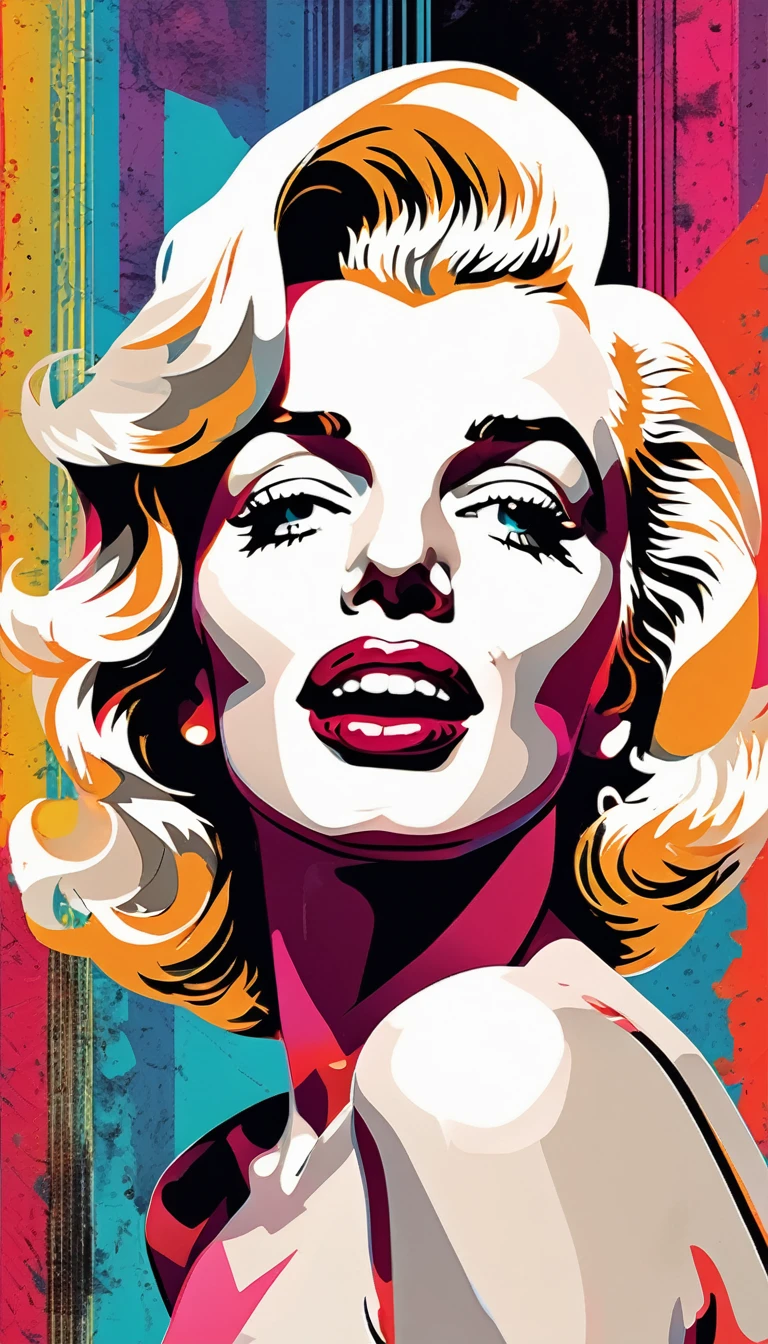 Vector Art,pop Art style abstract style ,collage, Sci-Fi Theme, collage style , mixed media, layered, textural, detailed, artistic, Cool color guide,,a perfect naked Marilyn Monroe,slim,shoulder length straight bob hair, Tracing the lines of a magical glyph, activating its hidden potential,
Ultra High Resolution, wallpaper, 8K,Rich texture details, hyper detailed, detailed background, detailed eyes,dramatic angle, epic composition,professional lighting,
SimplepositiveXLv1 . non-representational, colors and shapes, expression of feelings, imaginative, highly detailed . bright colors, bold outlines, popular culture themes, ironic or kitsch