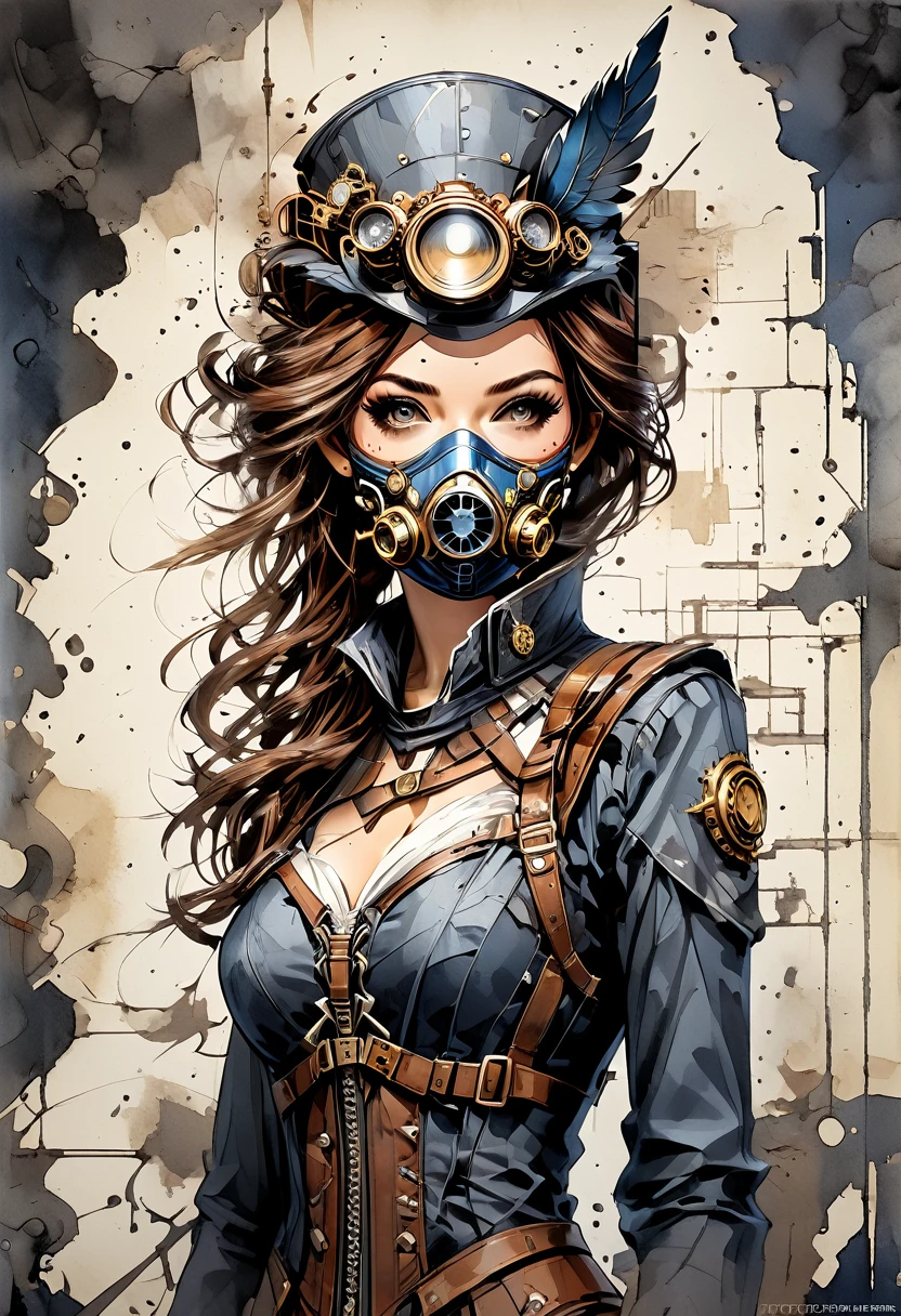 female heroine in DC's Steampunk style mask, scantily clad, tight, whole body, (with flash-based masking), steampunk style, Ancient background, elegant, gorgeous, (wallpaper), conceptual art, intricate details, Highly detailed, ((kinematics)), dramatic, (Extremely high quality, Granted, constructions:1.5), (photorealistic:1.5), photorealistic photo, NIKON, natural light, 4k, a high definition, XF IQ4, 150MP, 50 millimeters, ISO 1000 certificate, 1/250s, natural light, Adobe Lightroom, Photo Lab, Photographic affinity, PhotoDirector 365,マスカレードマスク
