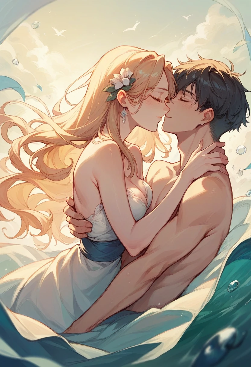 Beautiful womens in sea. Romantic