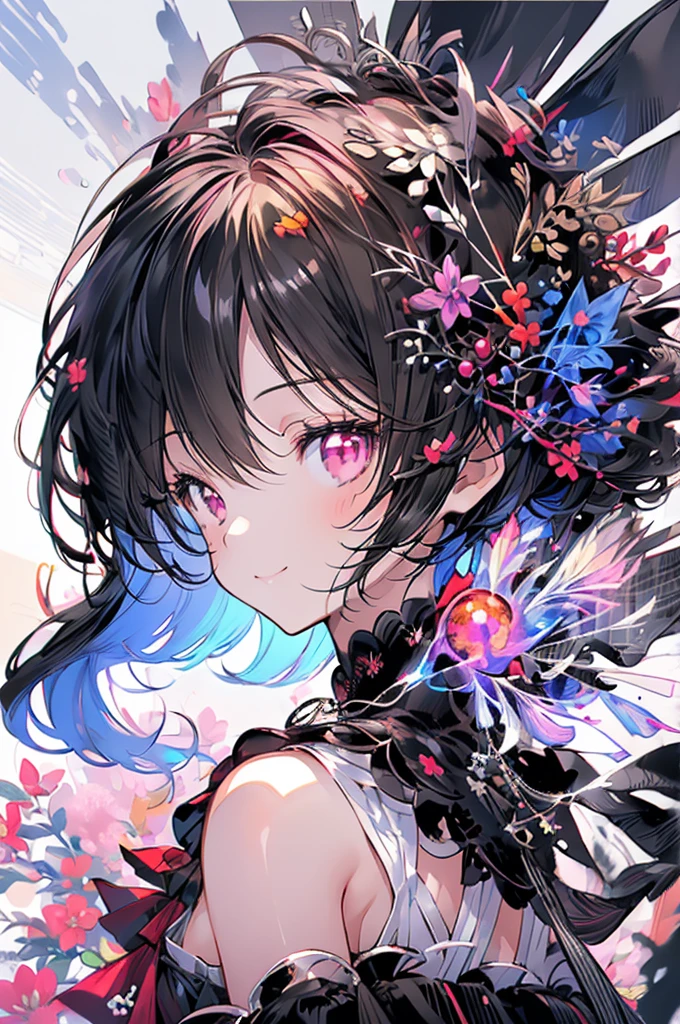 (masterpiece, highest quality, highest quality, (No text), Beautiful and aesthetic:1.2),No text,アニメ、 high resolution BREAK,One Girl,Short black hair Beautiful eyes Red eyes Beautiful girl cool smile Black Coat mini skirt profile Night view Detailed eyes and face