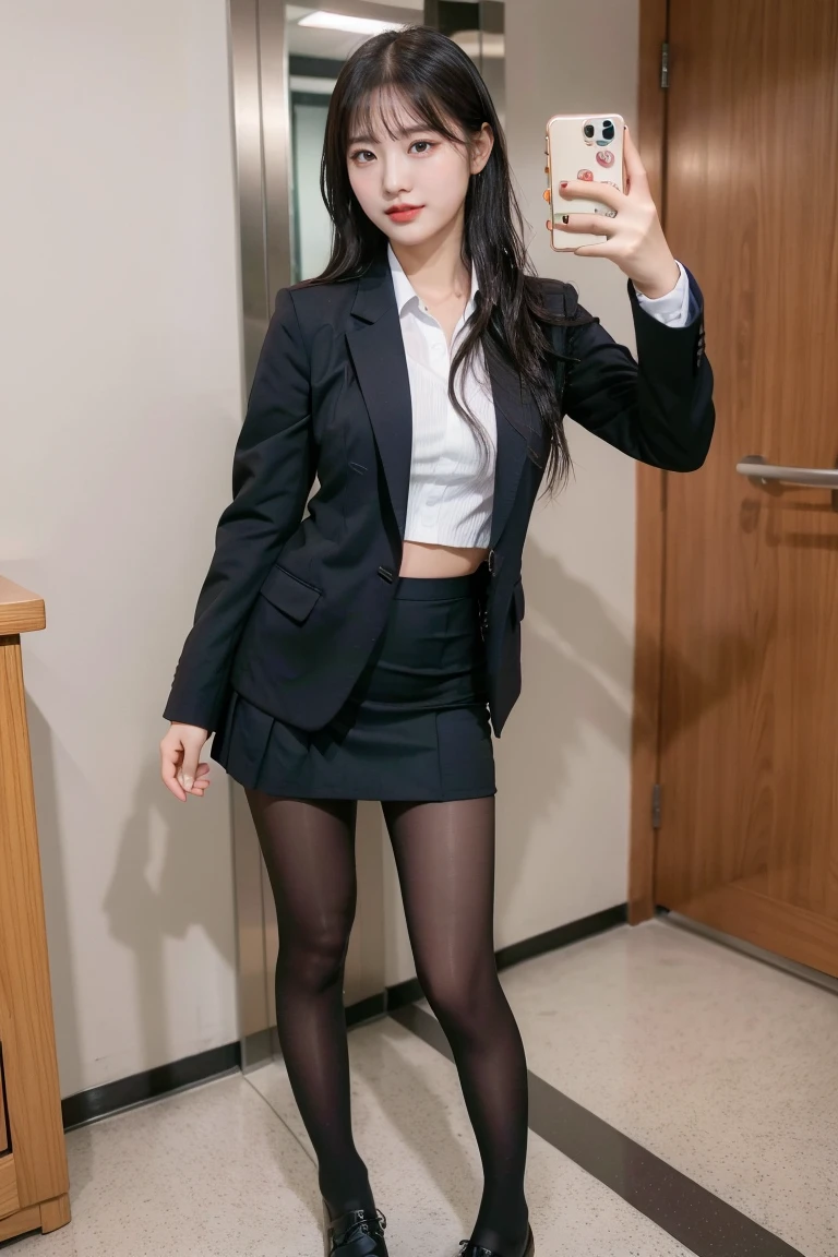 Beautiful picture quality, Full body photo of a beautiful sexy secretary in a miniskirt and sewn stockings,stands_straight,((独奏)),AS-Adult,At the office,high-heels,Craving sexual,strokes_herself