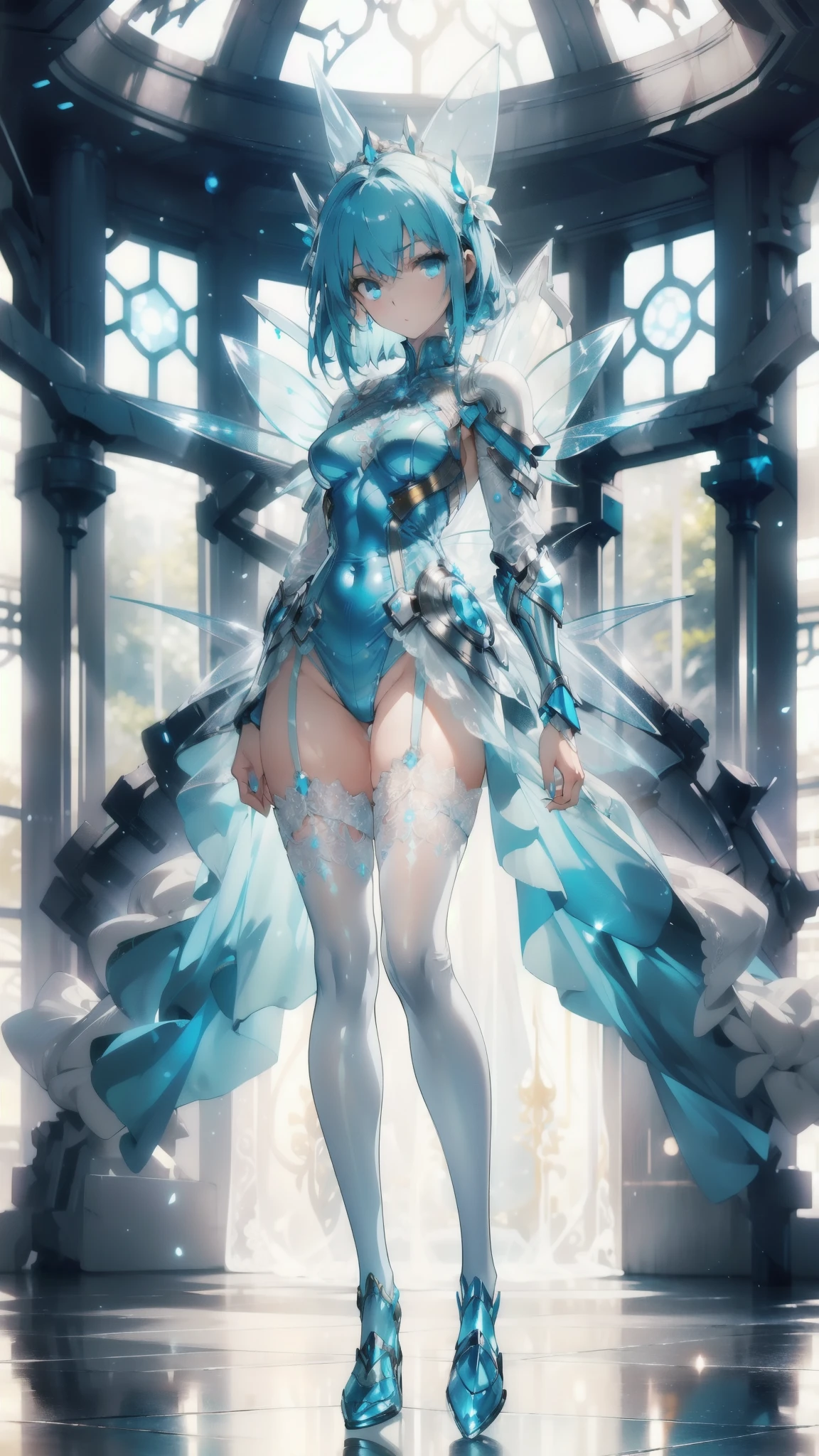 (high-res, vivid colors), blue bird alien, detailed feathers, sparkling eyes, alien landscape, vibrant colors, surreal atmosphere, glowing lights, otherworldly features, intricate patterns, dreamlike scenery, Arctic Frost Ranger: A suit featuring icy blue and frosty white hues, accented with snowflake patterns and frost crystals. This Ranger commands the power of ice and cold, with abilities such as creating blizzards, forming ice constructs for defense, and freezing enemies in their tracks.