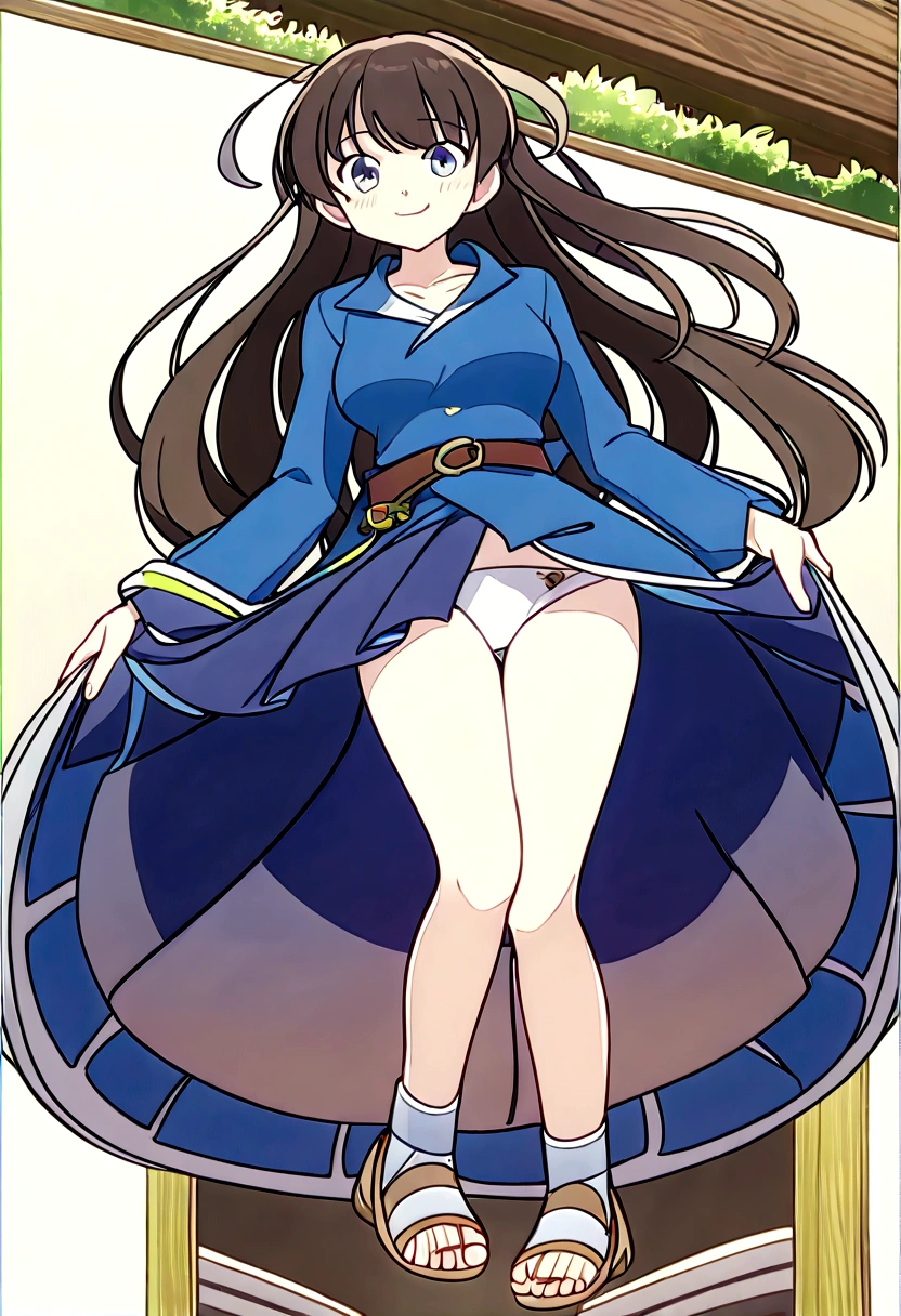 音無響子
Low - Angle、
Low - Angle、Long skirt、Hold down your skirt that is being blown up by the strong wind、Anime white panties in a strong wind、Crotch is visible
ローレグのパンツ、Color: White、
Crotch is visible、
、Lined、White lace lining、