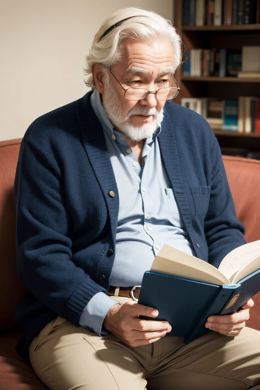 older man reading a poem to a 