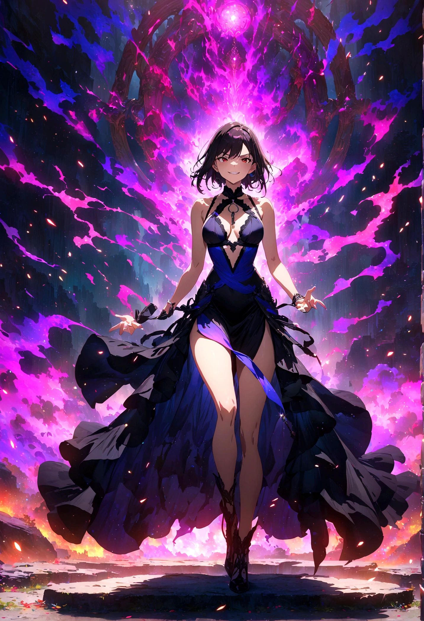 finest masterpiece, Super detailed, Highest quality, Sharp focus, 12k, ultra hi resolution picture, 1girl, tifa lockhart \\(refined dress\\), final fantasyfull body,dark aura,evil smile, masterpiece, best quality, very aesthetic, absurdres, anime artwork, anime style, key visual, vibrant, studio anime, highly detailed,1girl,