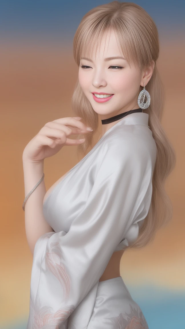 ((One personの女性)), Beautiful Face, (Laugh shyly), (Mischievous face), ((Wink:1.8)), Laugh with your mouth wide open,((Bright red cheeks:1.4)),Shiny red lips,night,横浜のnight景,You can see the ocean, firework,,Glossy pink lips,Facial Lighting,((Anime style background)),masterpiece, Highest quality, so beautiful,Latest, Complex details, (Pink long nails), (ring),(bracelet),(choker),AI-generated, Complex,High resolution, Highest quality, super high quality,3D Images、3D Images,One person,Long white hair,High Ponytail,(blue eyes),Anime woman posing for a photo, ((fine grain、Silver-white colorful eyes、Shining Eyes:1.3)),(Squint your eyes:1.1),a hyperRealistic , hyperRealistic , Realistic、Completely naked, A woman in a colorful kimono with gold embroidery, (black furisode),Red floral pattern,Long flower hair ornament,Earrings,Mature Body,(Big Breasts:1.1),expensive,Abdominal muscles,Tight waist,(Zoom up to face:1.4), ((Front view)),