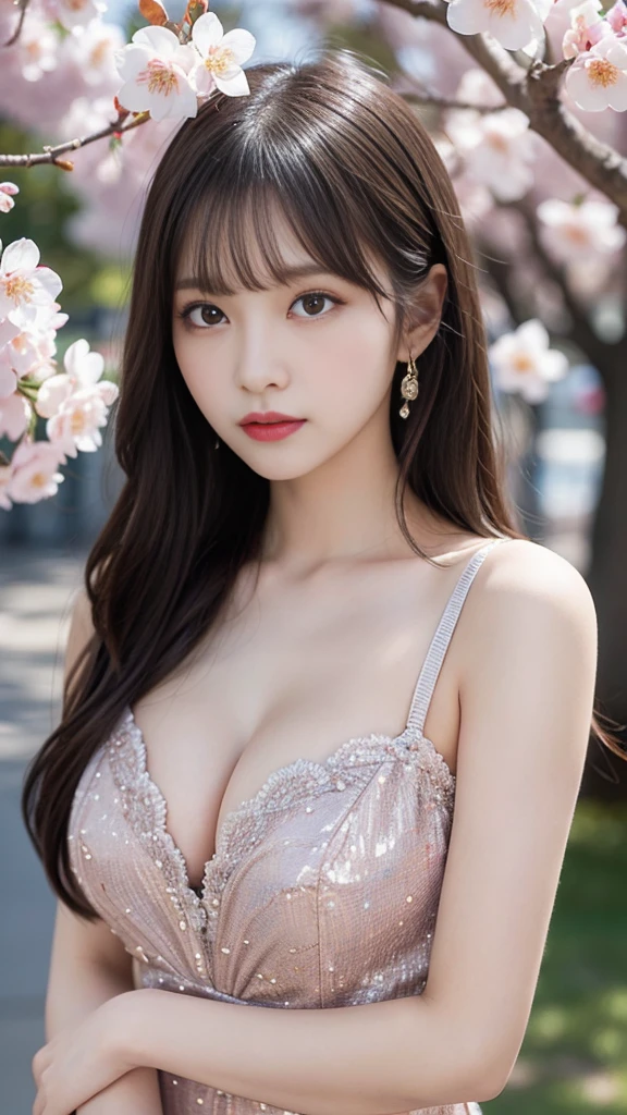 {{{masterpiece}, }}, {Highly detailed CG Unity 8k wallpaper}, wonderful, In detail, alone, {{Floating Hair}, }, {{cherry blossoms}, }, Outdoor, null, {{Wind}, }, Detailed Background, Beautiful attention to detail, See-through:Evening Dresses:0.3, Cleavage, Bright Eyes, {{whole body}, }, Dynamic pose, Dynamic Angle, Cleavage, View your viewers, Detailed clothing, Cinema Lighting, close, Highest quality