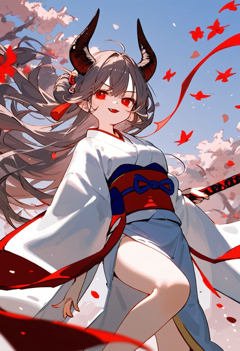 score_9, score_8_Excellent, Demon Horns, kimono, Red eyes, 