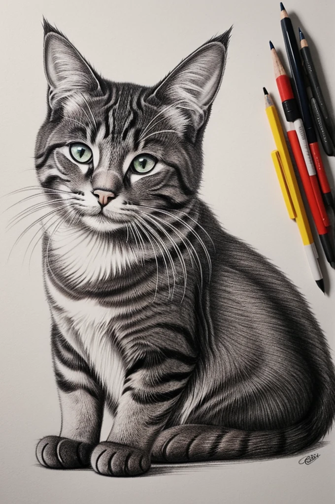 Creat a cat pencil draw 