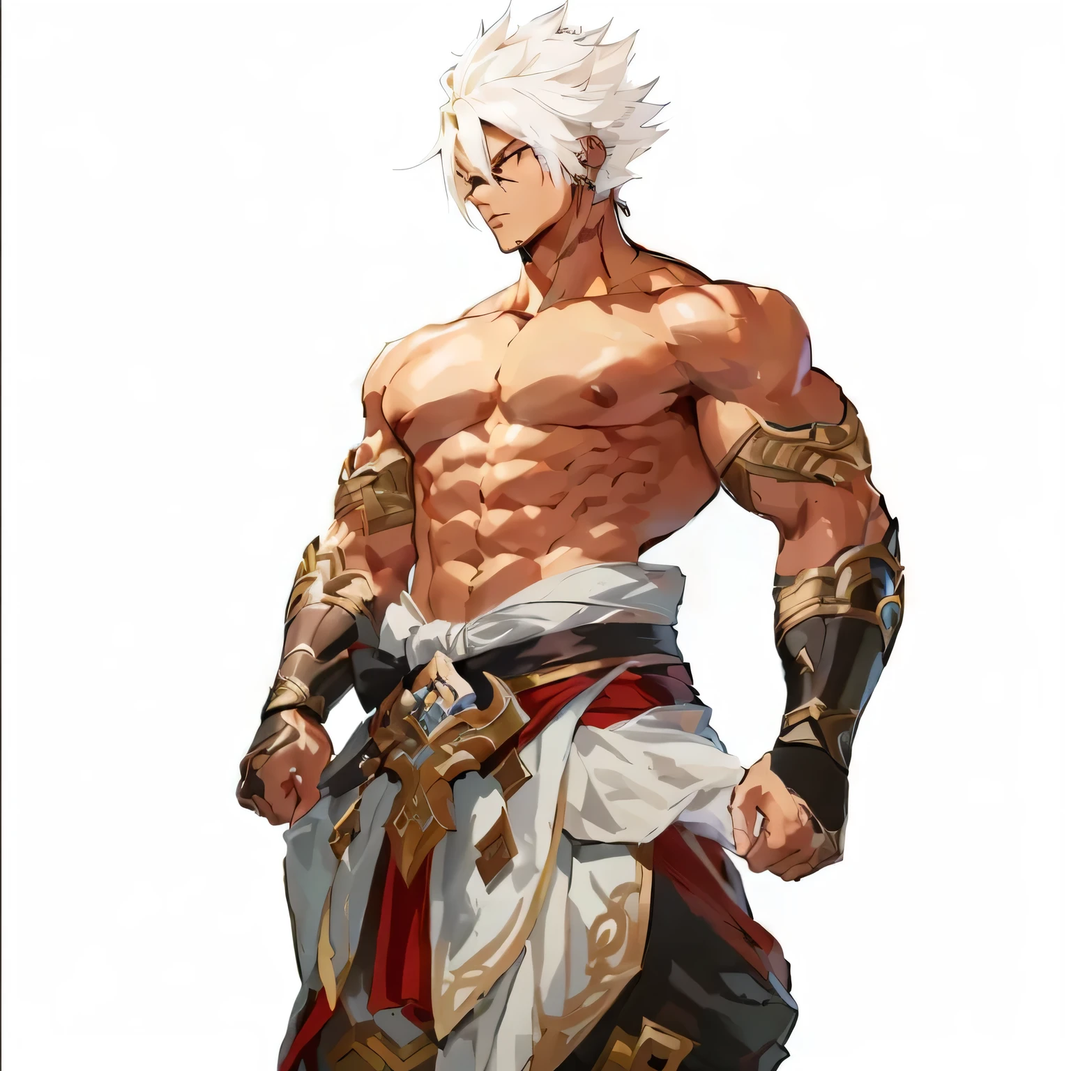 a close up of a man with a sword and a shirt on, fighting game character, male anime character, muscular male hero, ( ( character concept art ) ), official character art, thancred waters in style of wlop, anime character art, detailed anime character art, muscular character, human male character art, keqing from genshin impact, jrpg character art