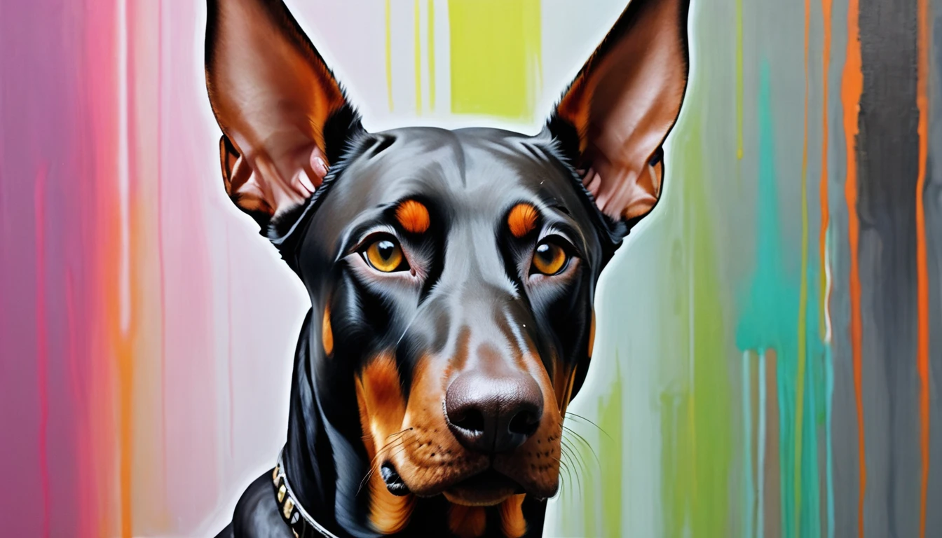 (Samdos Arts:1.3), nvinkpunk, article, Terrifying Techno-Organic Mutations (Doberman), Portraiture, Backlight, Abstract, Painting, Painted by a famous artist, ether, liquid, Abstract, masterpiece, Very detailed, Highest quality, Highest quality, Realistic lighting, Ultra-detailed, Hyperrealism, color, colorful, Social attire  