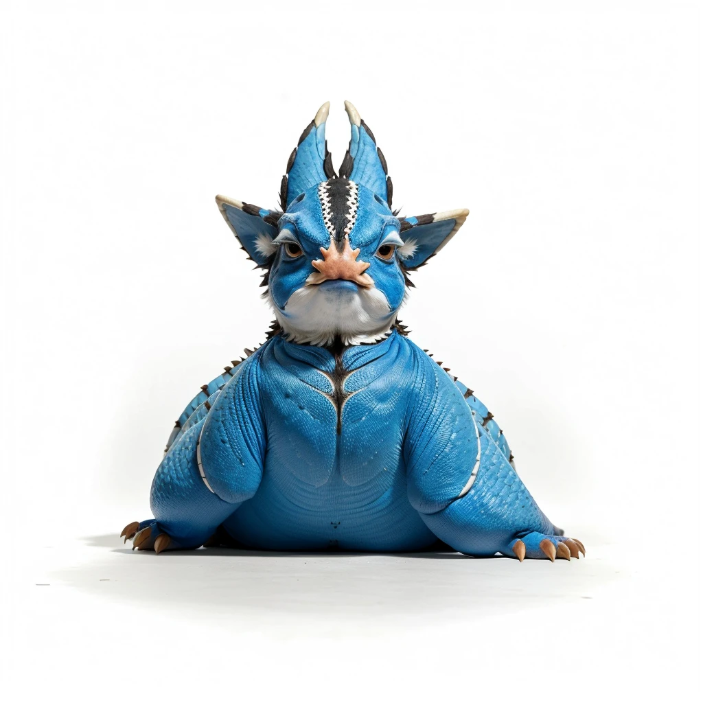Big Animaly, has white stripes on his skin, blue eyes, starfish mixed with blue dragon, Grassroots, no background