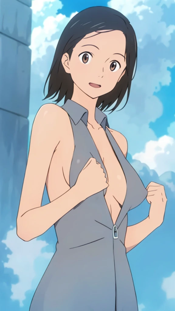 masterpiece, best quality, solo,1girl,looking at viewer,city,anime style,
tamaki,Upper body close-up、topless、Erect nipples、Beautiful upward-facing nipples、Bare Chest