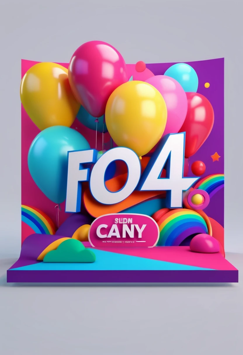 party banner, minimalist, Character 3D Colorful, colors, UItra, 3D render, 16K, --q 5 --ar 7:4