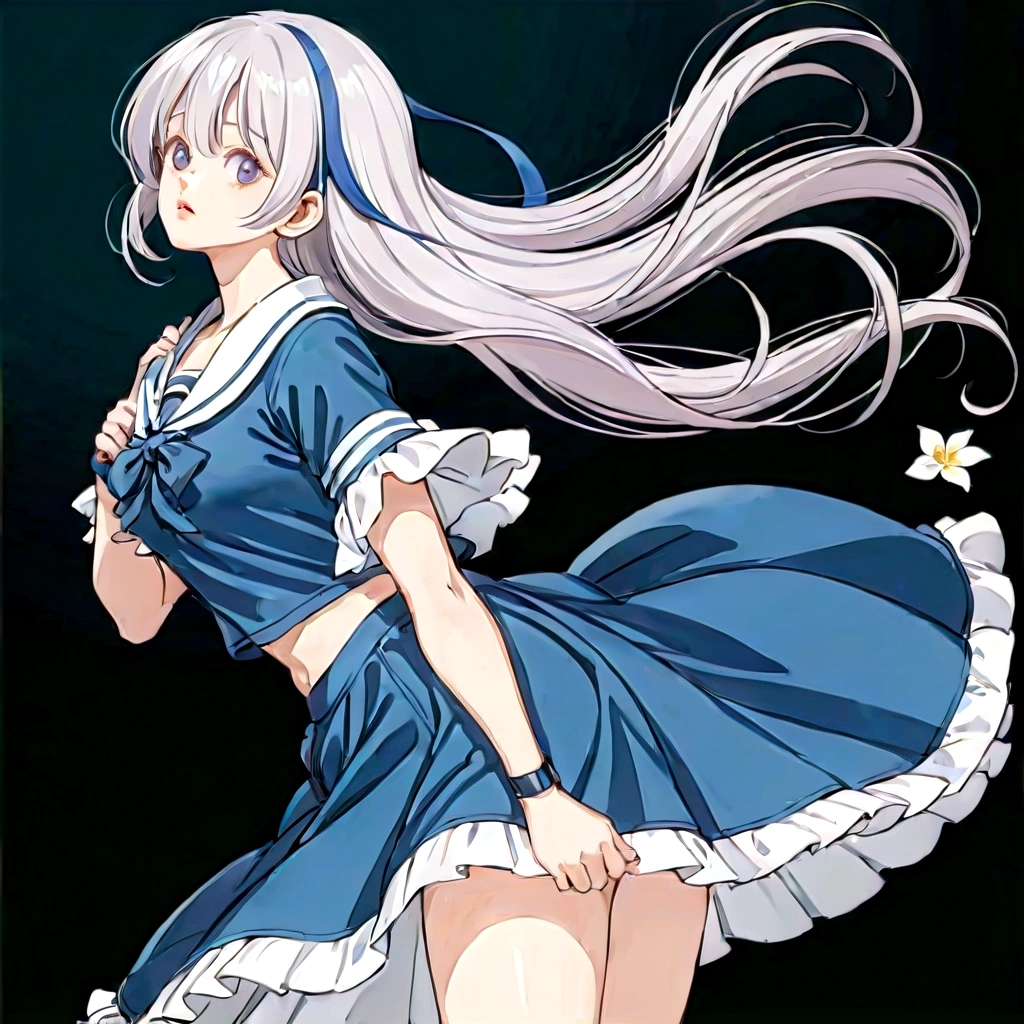音無響子
Low - Angle、
Low - Angle、Long skirt、Hold down your skirt that is being blown up by the strong wind、Anime white panties in a strong wind、Crotch is visible
ローレグのパンツ、Color: White、
Crotch is visible、
、Lined、White lace lining、
