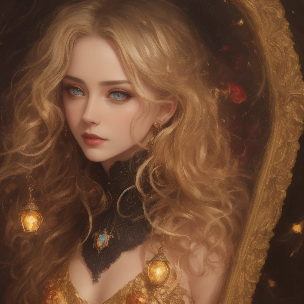 (8k, raw photo, Best Quality, Masterpiece:1.2), model shoot style, (dark shot:1.5), AMBER HEARD incredibly attractive with soft blonde hair, (victorian style:1.2), very detailed and intricate victorian dress, Long and curly hair, dramatic full body pose, (soft warm skin with something effect:1.3), pastel, (labios rojos brillantes y la punta de la nariz con pequeños bright reflections:1.4), (bright reflections:1.6), detailed eyes, (soft volumetric light:1.5), (subsoil dispersal:1.5), something, (night light:1.6), global illumination, soft shadows, (dark background with cold lighting:1.0), bokeh, charlie bowater, stanley artgerm lau, a detailed painting, fantasy art, art station, trend on Artstation, art like midjourney and Rutkowski, hyperdetailed, crazy details, intricate details, (oil painting:1.5), (digital art:1.5), glare in the corneas of the eyes, refraction, screen space reflections, Screen space ambient occlusion, (HDR:1.4), Full body shot, (gold jewelry with amber gems:1.1)
