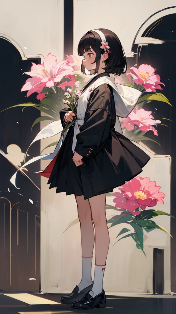 A girl with flowers 