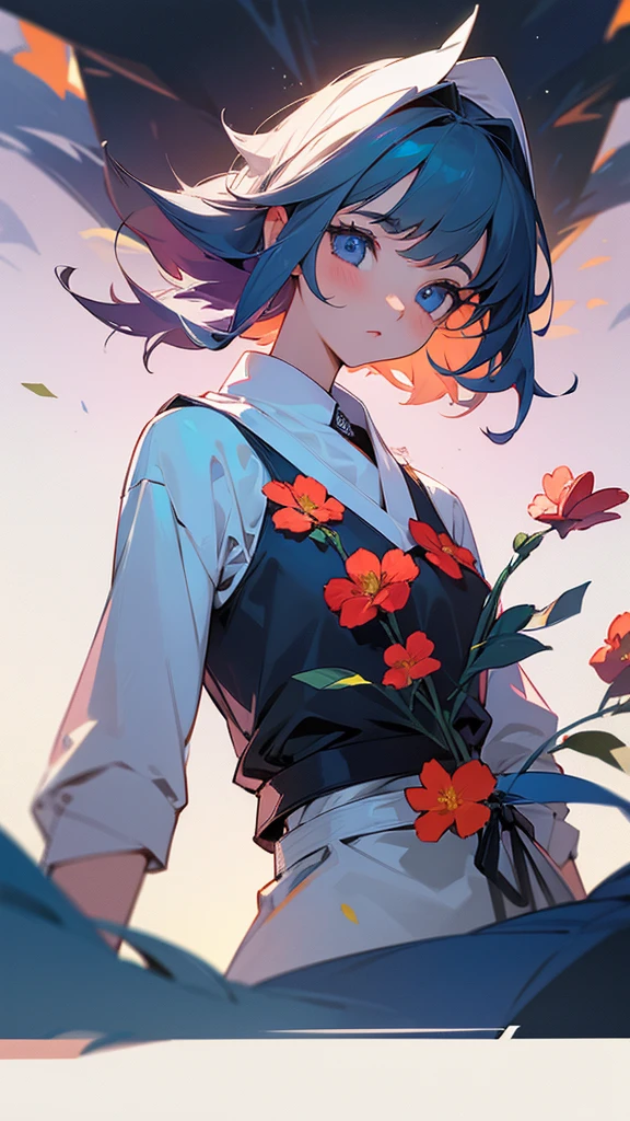 A girl with flowers