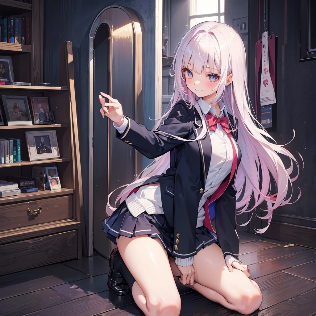 middle School girls,smile,Beautiful girls,The best quality to get you horny,Perfect Girl,Super cute girl,uniform,blazer,cardigan,Long Hair、She has her bangs down,Ultra HD,Young girl,Sex,Naughty Girls,Blowjob,Full body image,Absurd,Beautiful girls,The room,
