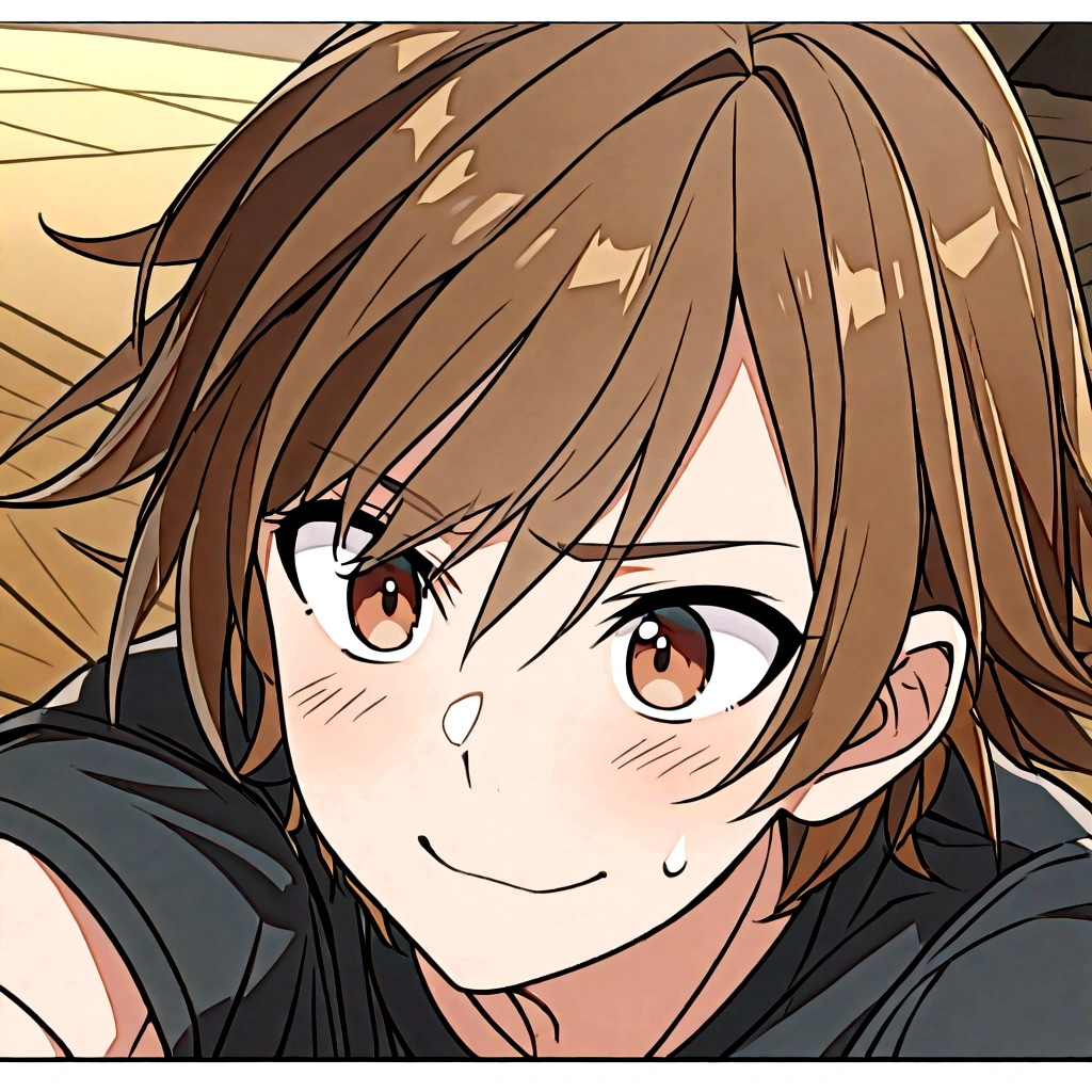Japanese anime style male character with the following characteristics:
dark brown eyes;
long dark brown hair, falling on the shoulders and part of the face;
casual clothes, like a simple t-shirt and pants;
facing the front, without accessories;
Simple or transparent background;
The image will be used as a profile photo.