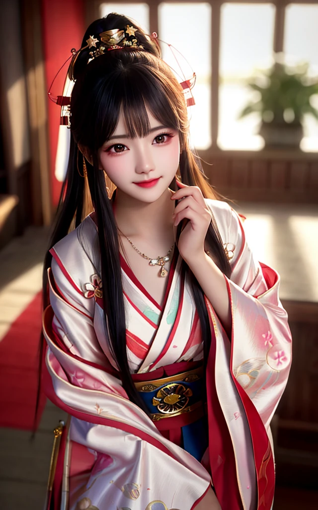 best quality,masterpiece,highres,1girl,blush,(seductive smile:0.8),star-shaped pupils,red china hanfu,hanfu,chinese clothes,hair ornament,necklace,jewelry,Beautiful face,upon_body,tyndall effect,photorealistic,dark studio,rim lighting,two tone lighting,(high detailed skin:1.2),8k uhd,dslr,soft lighting,high quality,volumetric lighting,candid,Photograph,high resolution,4k,8k,Bokeh,