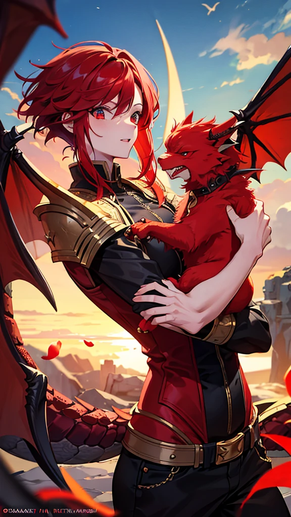  with a dragon appearance and red hair 