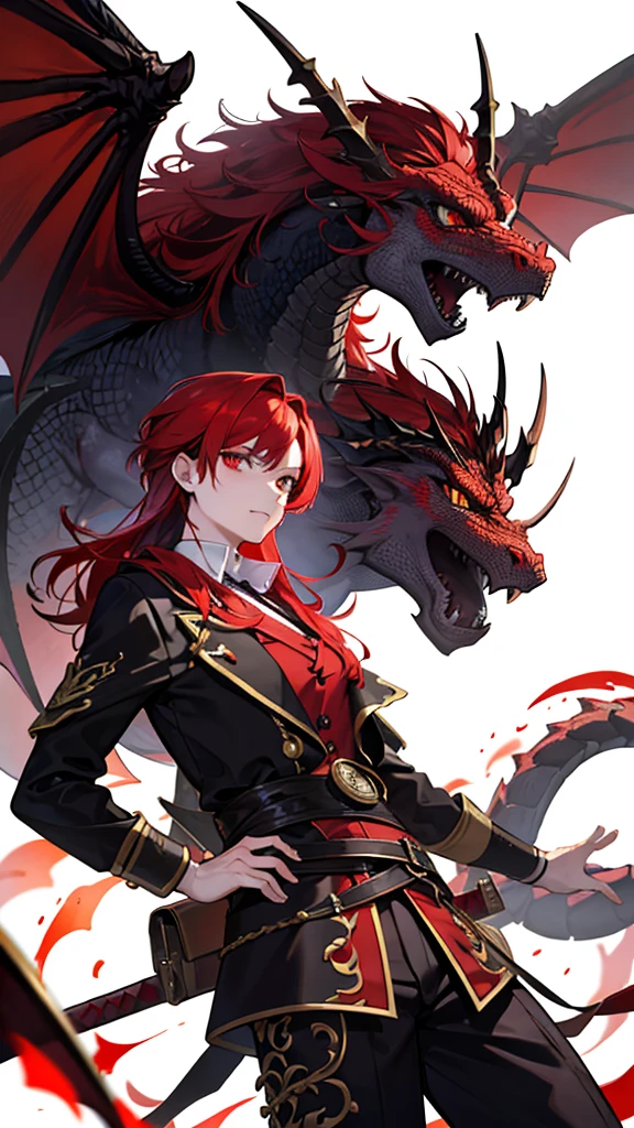 with a dragon appearance and red hair
